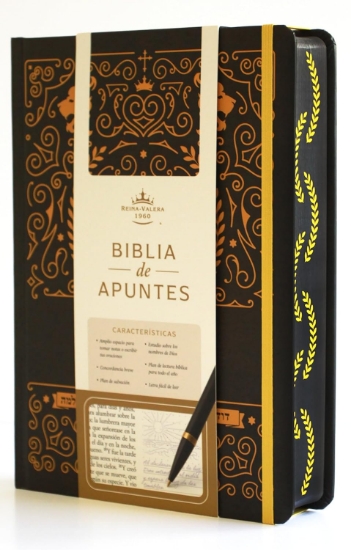 Imagen de Biblia de apuntes RVR60 Tapa dura, Negro y oro, cantos pintados