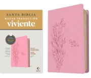 Imagen de Biblia de referencia en la columna central NTV, letra grande 9.5, con Filament (SentiPiel, Rosa, Letra Roja)