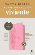 Imagen de Biblia de referencia en la columna central NTV, letra grande 9.5, con Filament (SentiPiel, Rosa, Índice, Letra Roja)