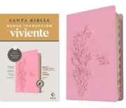 Imagen de Biblia de referencia en la columna central NTV, letra grande 9.5, con Filament (SentiPiel, Rosa, Índice, Letra Roja)