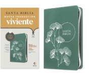 Imagen de Biblia de referencia en la columna central NTV, letra grande 9.5, zíper con Filament (SentiPiel, Verde, Letra Roja)