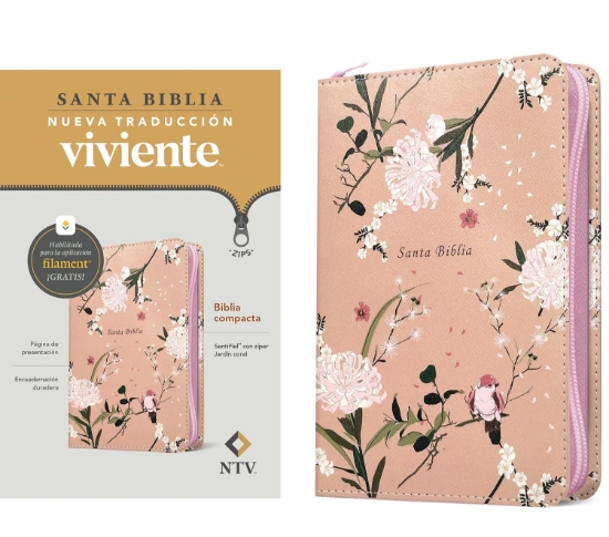 Imagen de Biblia compacta NTV de zíper, con Filament (SentiPiel, Jardín coral)