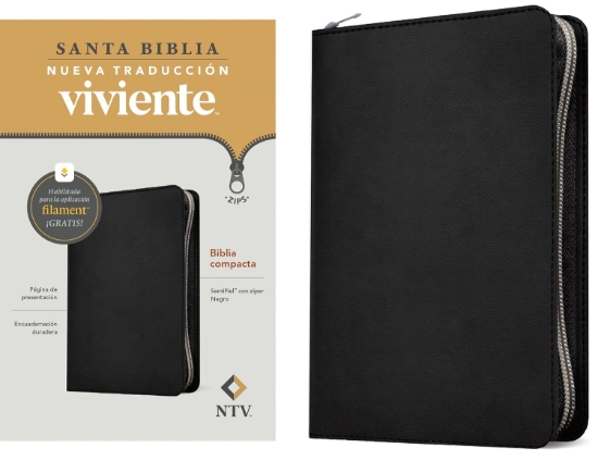 Imagen de Biblia compacta NTV de zíper, con Filament (SentiPiel, Negro)
