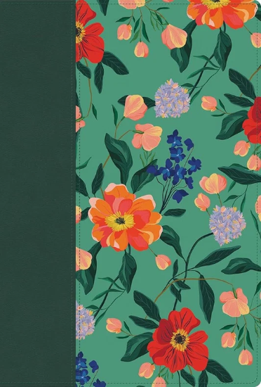 Imagen de RVR1960 Biblia letra grande, tamaño manual, edición especial, verde floreado, símil piel
