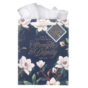 Imagen de Strength and Dignity Blush Magnolia Large Portrait Gift Bag - Proverbs 31:25