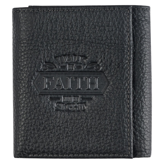 Imagen de Wallet Leather Black Walk by Faith 2 Cor.  5:7