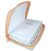 Imagen de Biblia RVR60 tamaño manual letra Gigante jardín coral. Con cierre/índice y canto pintado