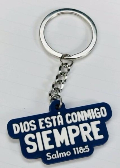 Imagen de Llavero caucho. Dios está conmigo siempre