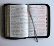 Imagen de Biblia RVR 1960 Tamaño manual, letra gigante, piel gris con cremallera e índice