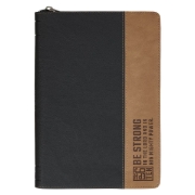 Imagen de Be Strong Black and Tan Faux Leather Classic Journal with Zipper Closure - Ephesians 6:10