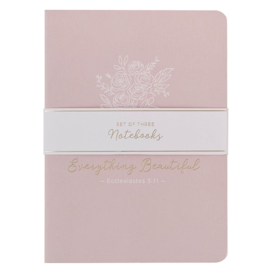 Imagen de Everything Beautiful Blush and Taupe Floral 3-Piece Large Notebook Set - Ecclesiastes 3:11